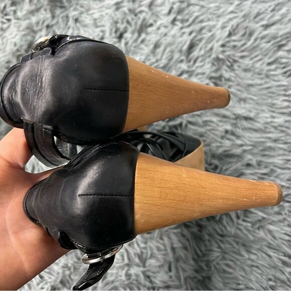 Coach Black Open Toe Heels Size 8.5 - Picture 10 of 10